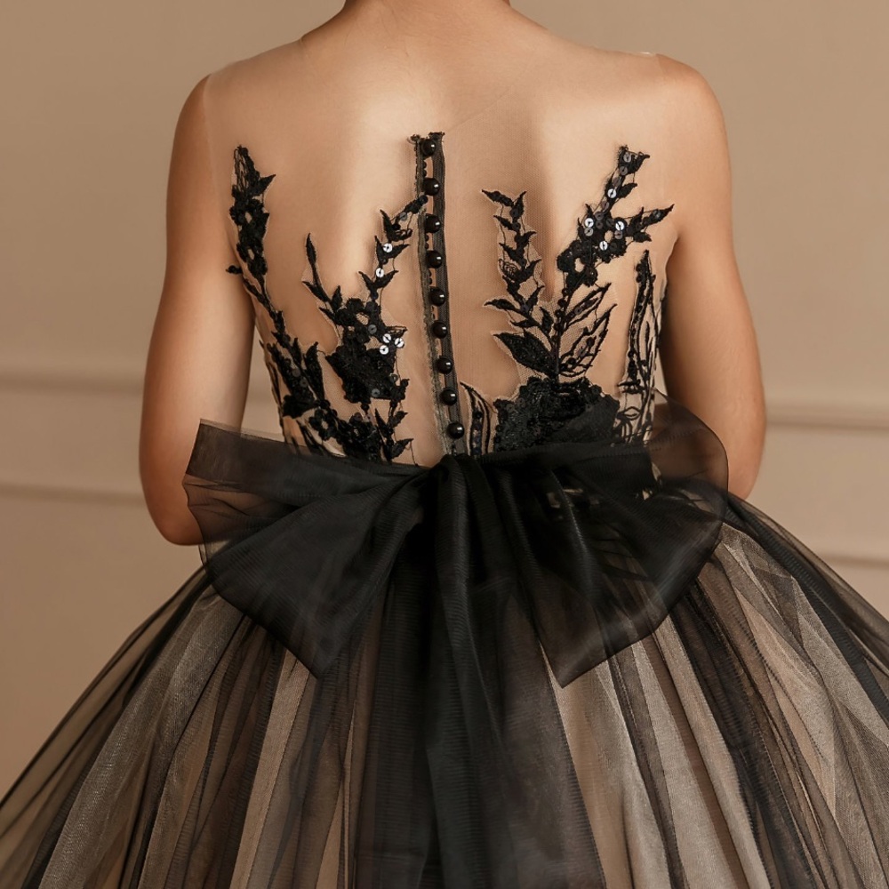 Custom made in Europe. Black tulle lace flower girl dress  Girls formal dress